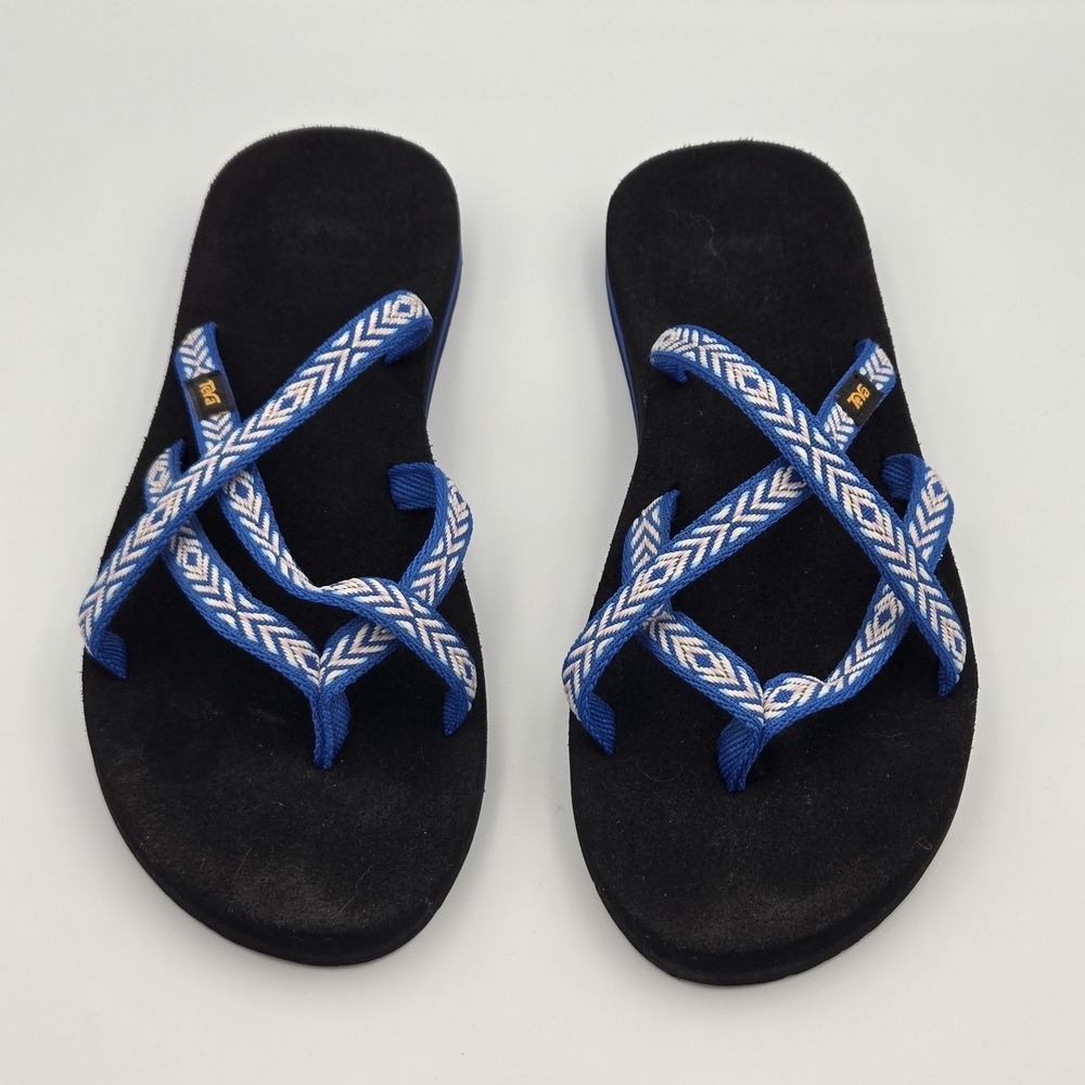Teva Olowahu Flip Flop Sandals Women 9 Blue Comfort Straps Thong Slip On 6840
